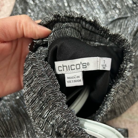 Chicos Elegant Black Metallic Women's Top Size 1(8) - Picture 4 of 12